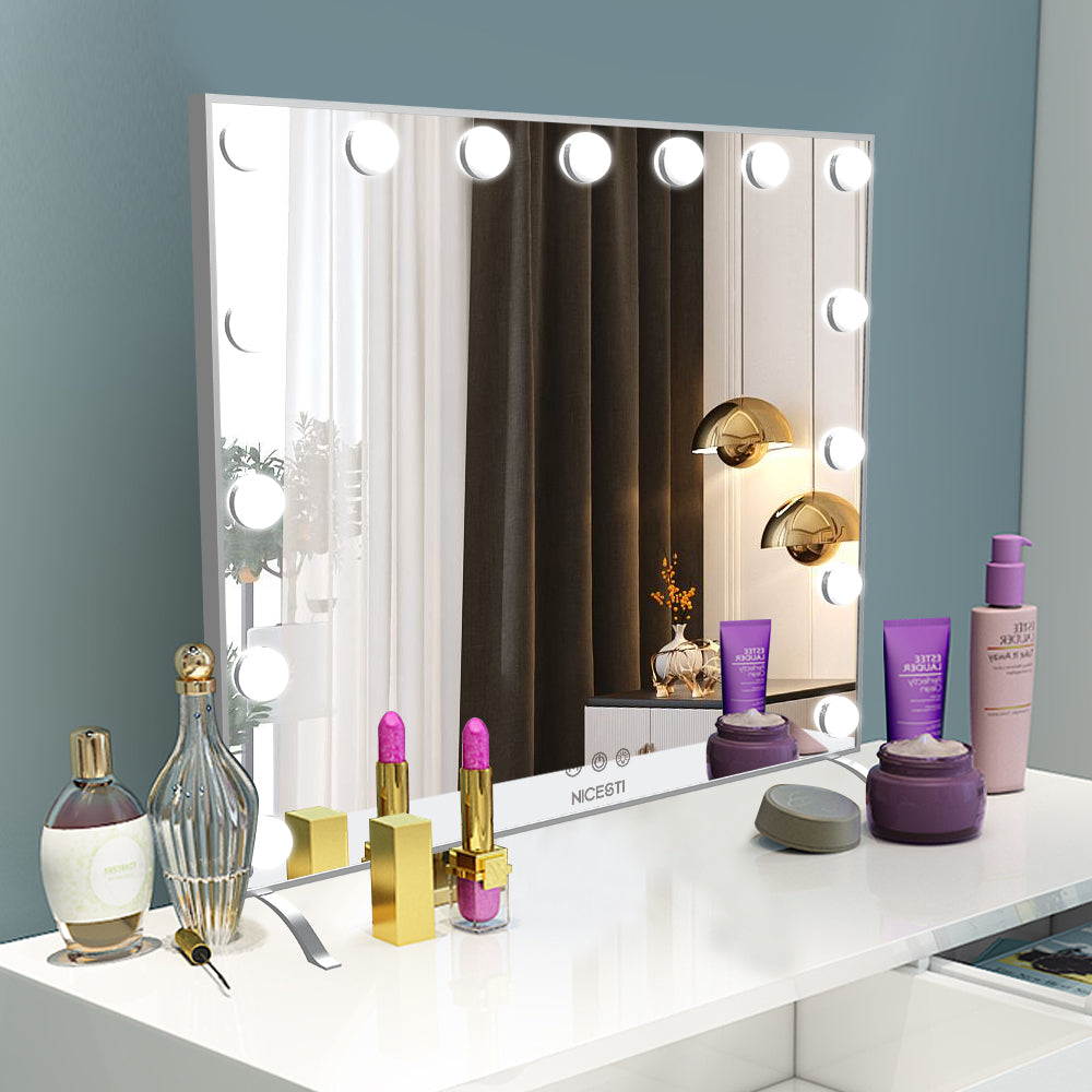 Lighted Vanity Mirror, Makeup Mirror with 17 Dimmable LED Bulbs – nicesti