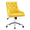 Office Desk Chair with Mid-Back Modern Tufted Velvet Computer Chair Swivel Height Adjustable Accent Chair with Wheels and Metal Base with Arms for Study Living Bedroom