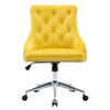 Office Desk Chair with Mid-Back Modern Tufted Velvet Computer Chair Swivel Height Adjustable Accent Chair with Wheels and Metal Base with Arms for Study Living Bedroom